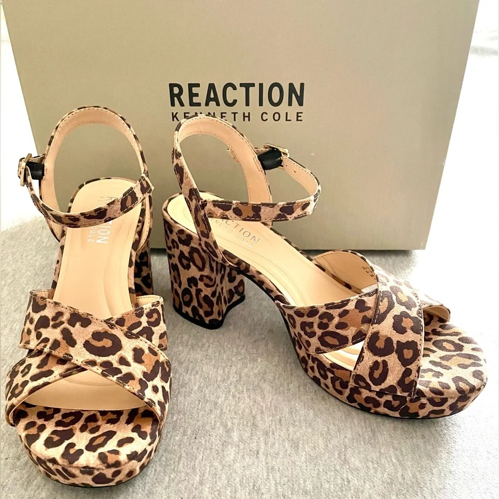 Kenneth Cole ReactionWomen’s Size 6 Leopard Print Reeva Platform Sandal NIB